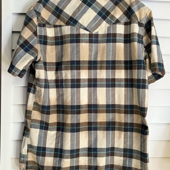 VANS Off The Wall Shirt Large  Flannel Plaid Button Up Black Short Sleeve 2013 - Picture 2 of 5